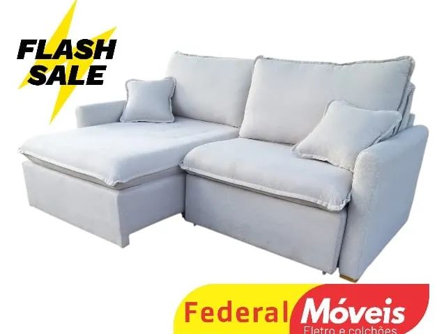 Sofá Cama 2,24m Linho 18cm CAMPEÃO EM VENDAS