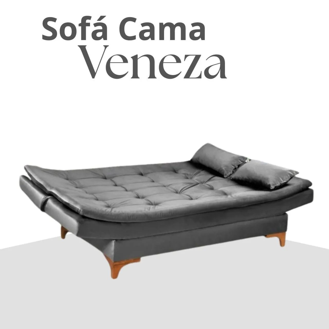 Sofa Cama Veneza Tec 195 Veludo Cinza Top Estofados Black Friday 