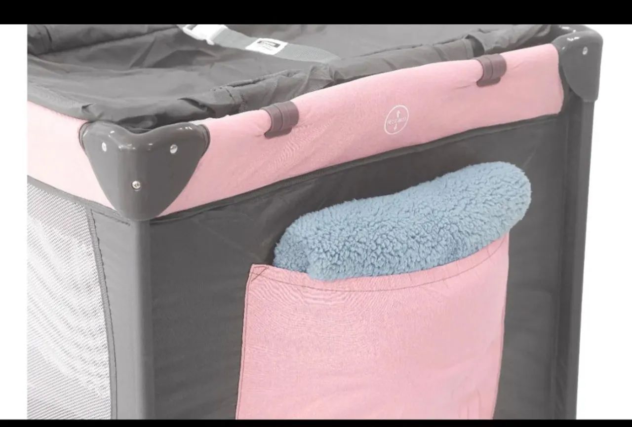 Berço Portátil Rosa e Cinza com Acessórios - Foto 4