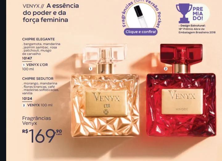 Perfume Venyx L'OR e Hinode - Fragrâncias femininas