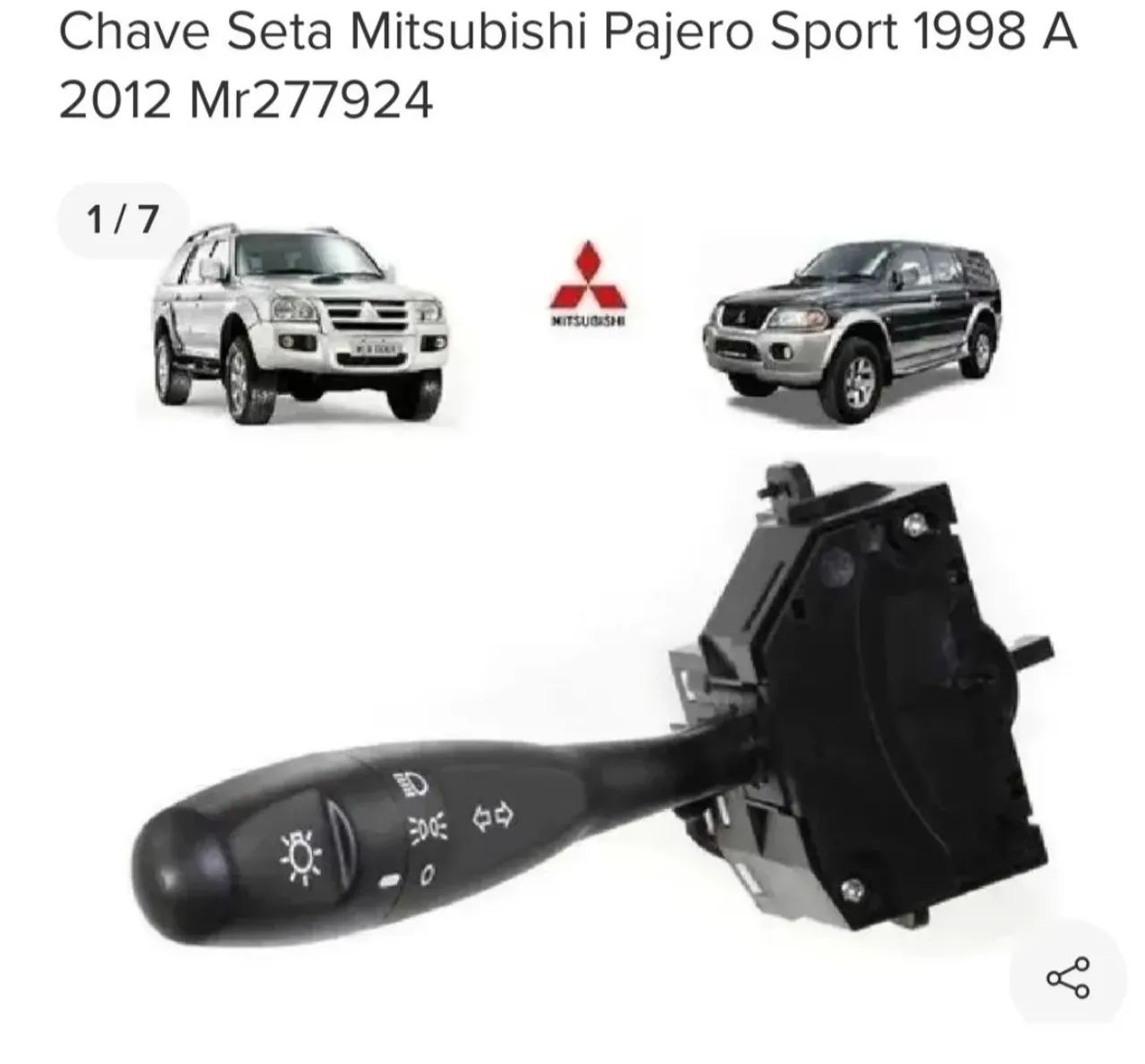 Chave de seta Mitsubishi Pajero 1998 a 2012