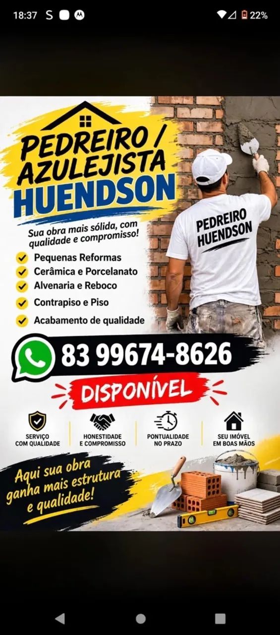 Pedreiro e azulejista 