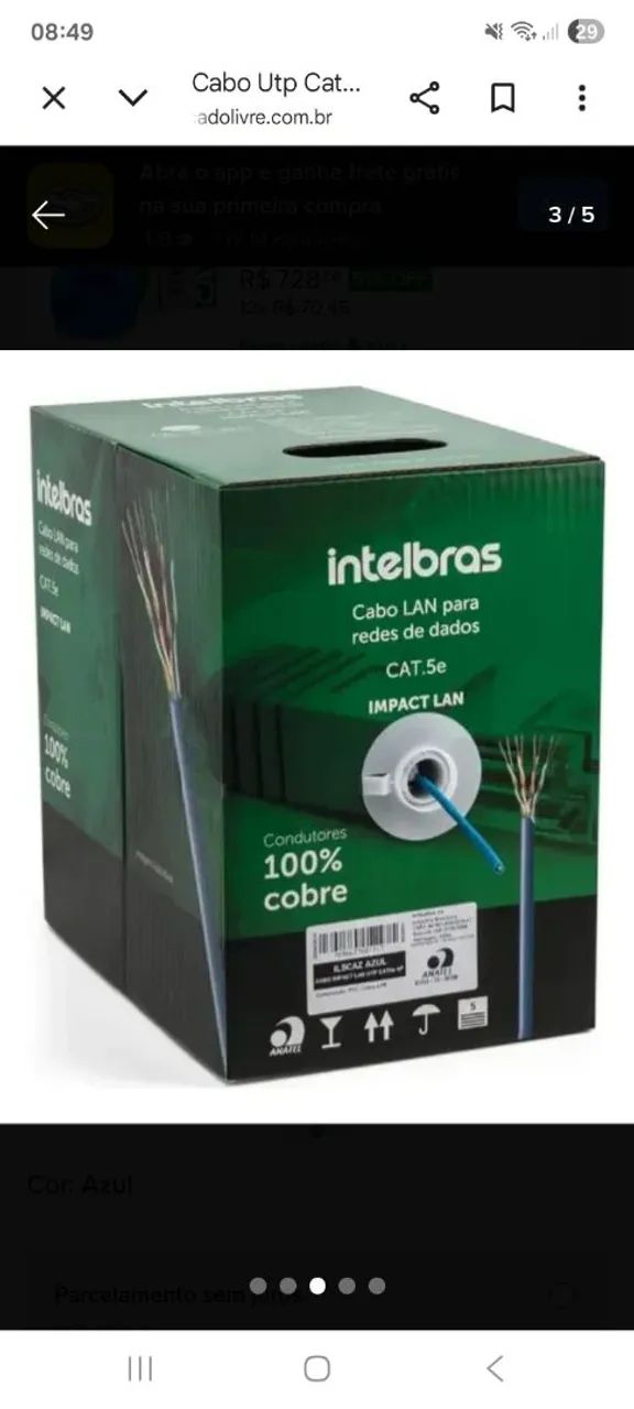 CABODE REDE CAT5 10% COBRE INTELBRAS  - Foto 2
