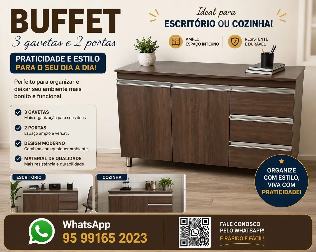 Cômoda de escritório ou cozinha 