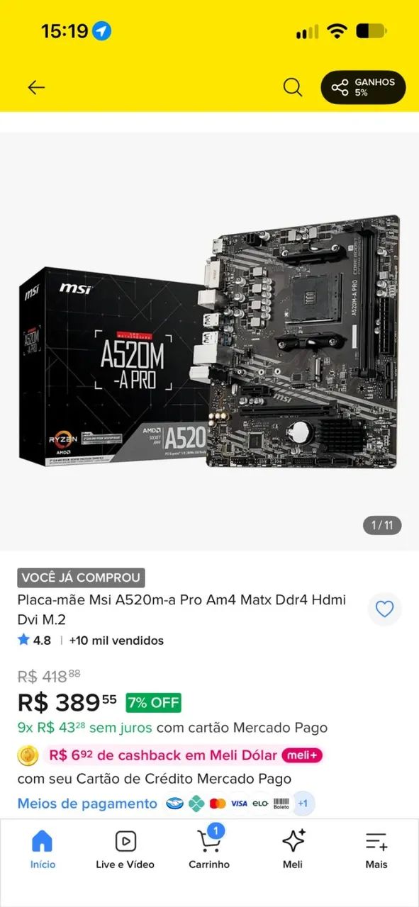 Placa-mãe Msi A520m-a Pro