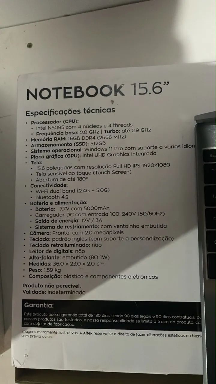 Notebook Aitek 15.6" Touchscreen 512 gb  - Foto 5
