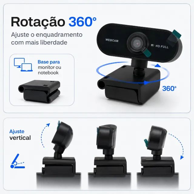 Webcam Full Hd 1080p Usb Microfone Pc Notebook Plug Play - Foto 5