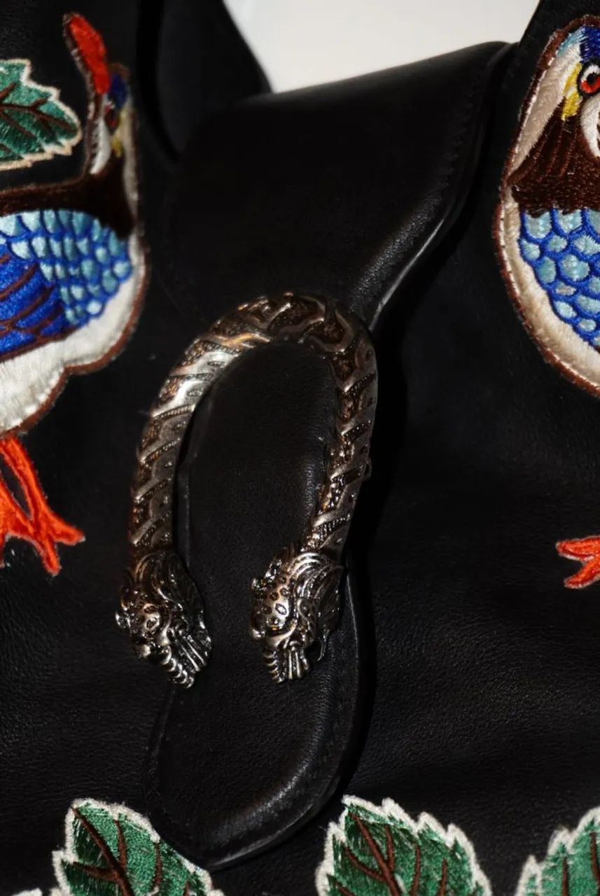 Bolsa Gucci Original Couro Bordada - Foto 3