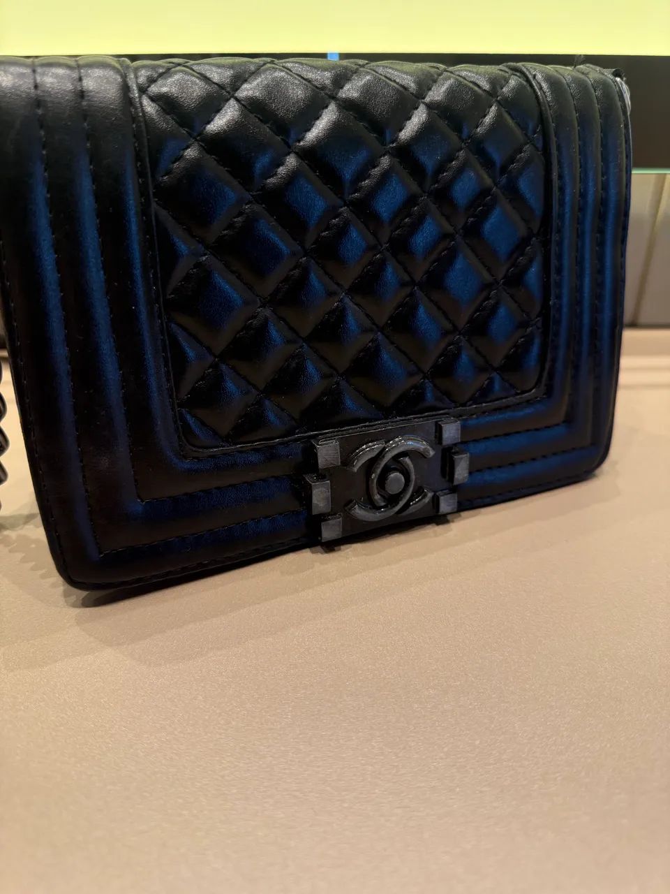 Bolsa preta couro 