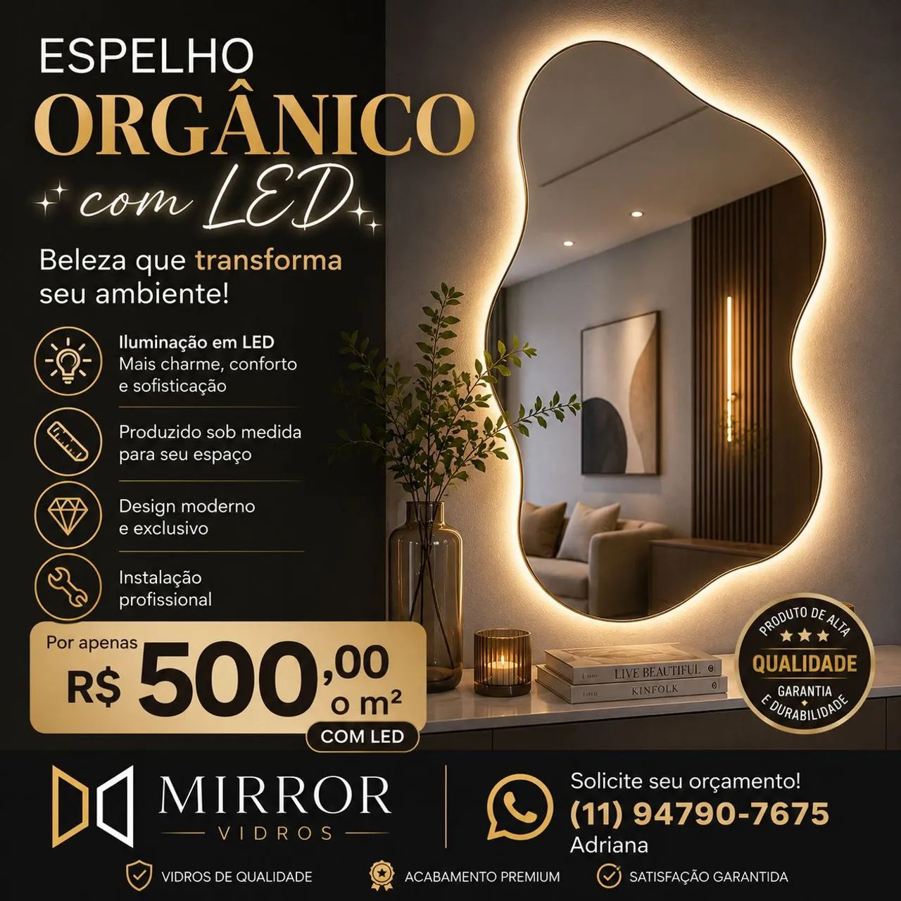 Espelhos Orgânicos com LED