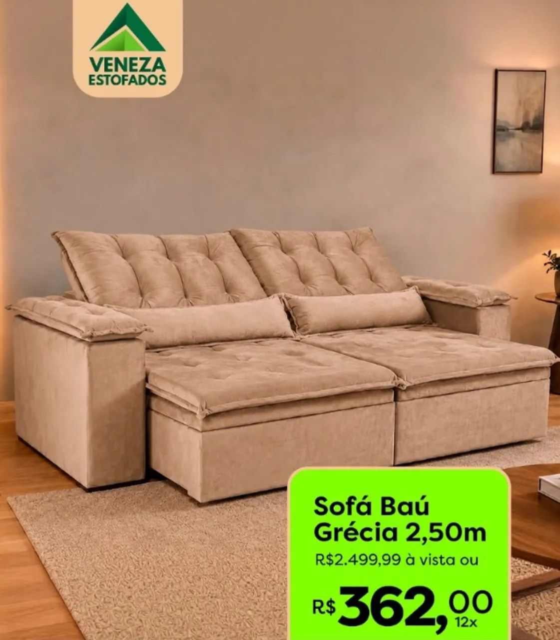 Sofá Baú Grécia 2,50m  - Foto 3