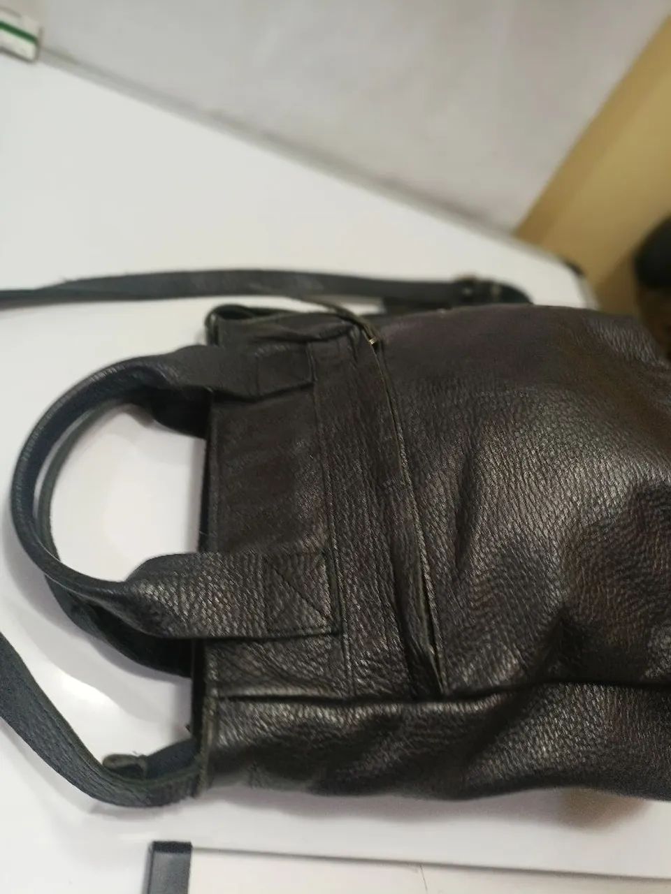 Bolsa preta couro legítimo via mia  - Foto 4