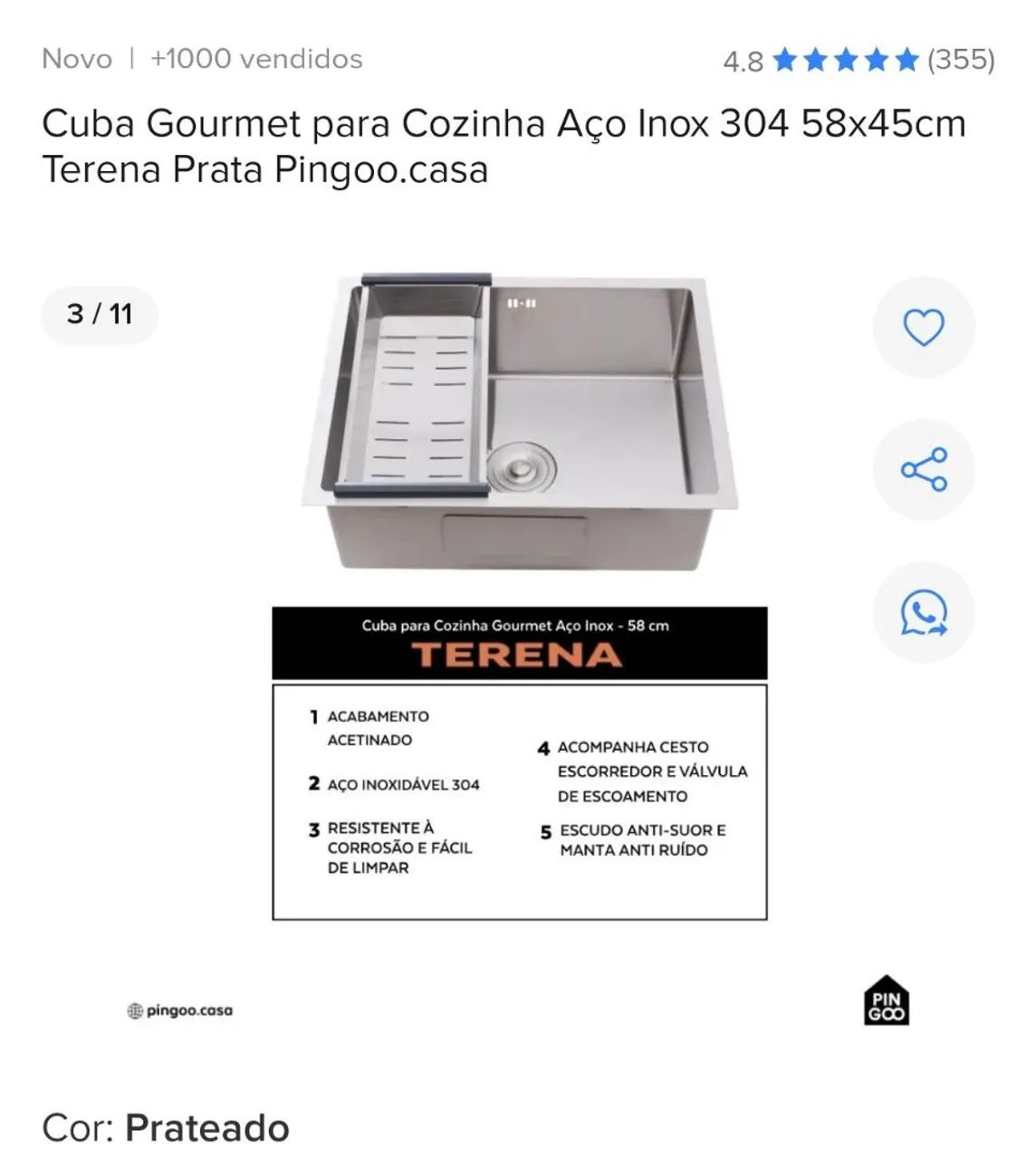 Cuba de inox 