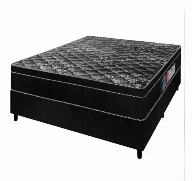 Cama box baú + colchão casal + cabeceira em suede