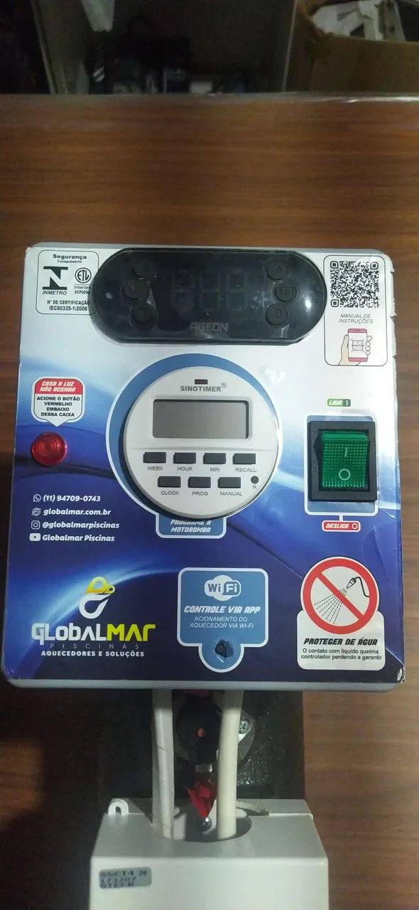 AQUECEDOR ELÉTRICO DE PISCINA GLOBALMAR COM WIFI - COMPLETO - ATÉ 80.000L - Foto 3