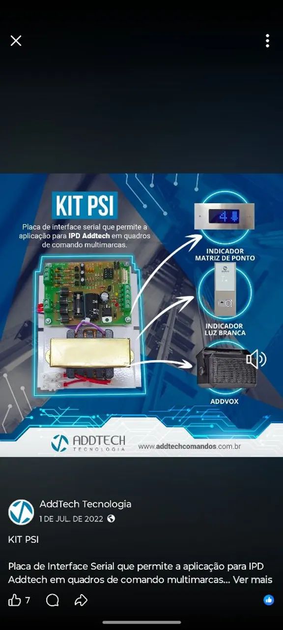 Kit Psi addtech para elevadores 