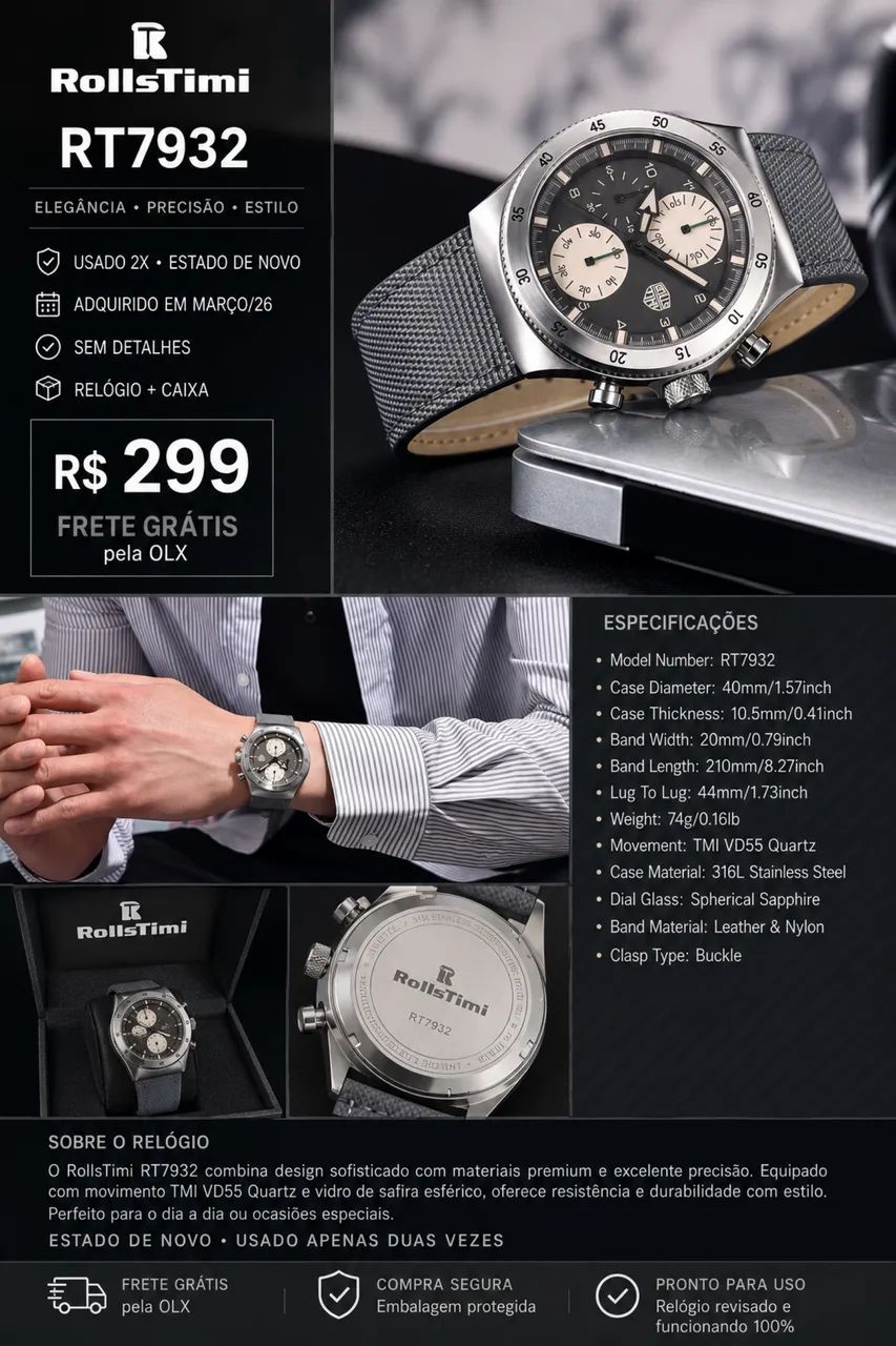 RollsTimi RT7932 Cronógrafo Quartz