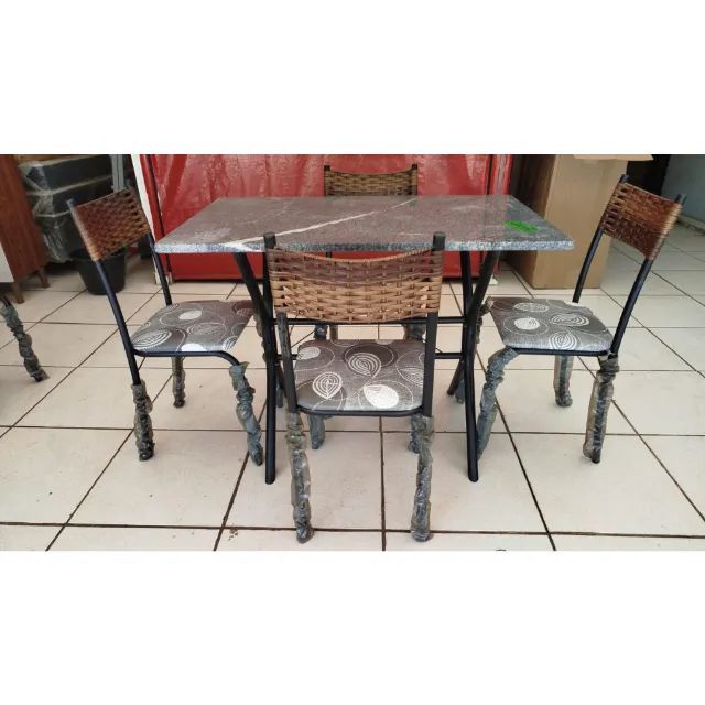Mesa com 4 Cadeiras Ratam e Tampo de Granito 100x60 - Foto 2
