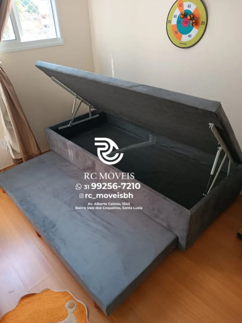 Cama box completa Baú Tamanho solteiro com Cama completa Auxiliar 88x1,88 D33 Baú Blindad - Foto 5