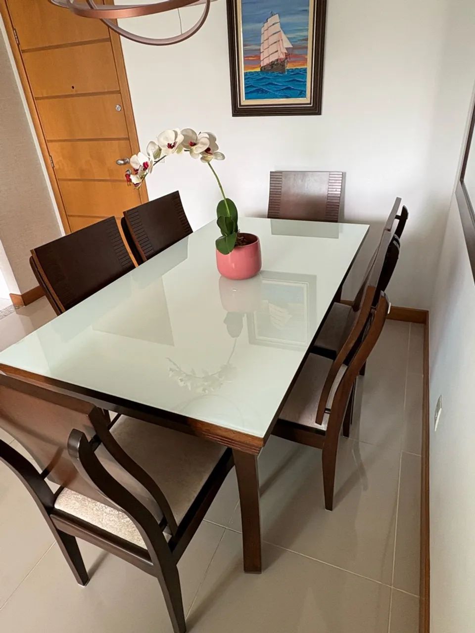 MESA E CADEIRAS DE JANTAR 6 LUGARES