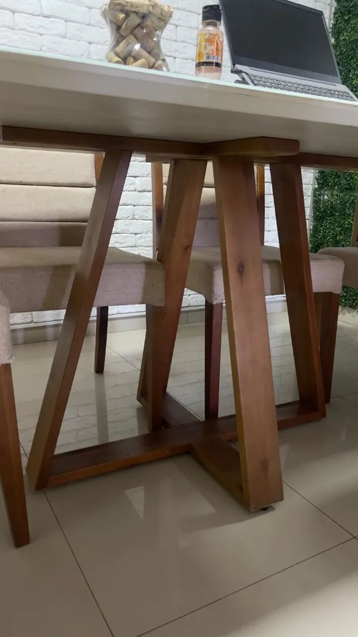 Mesa de jantar com 6 cadeiras tampo de vidro - Foto 3