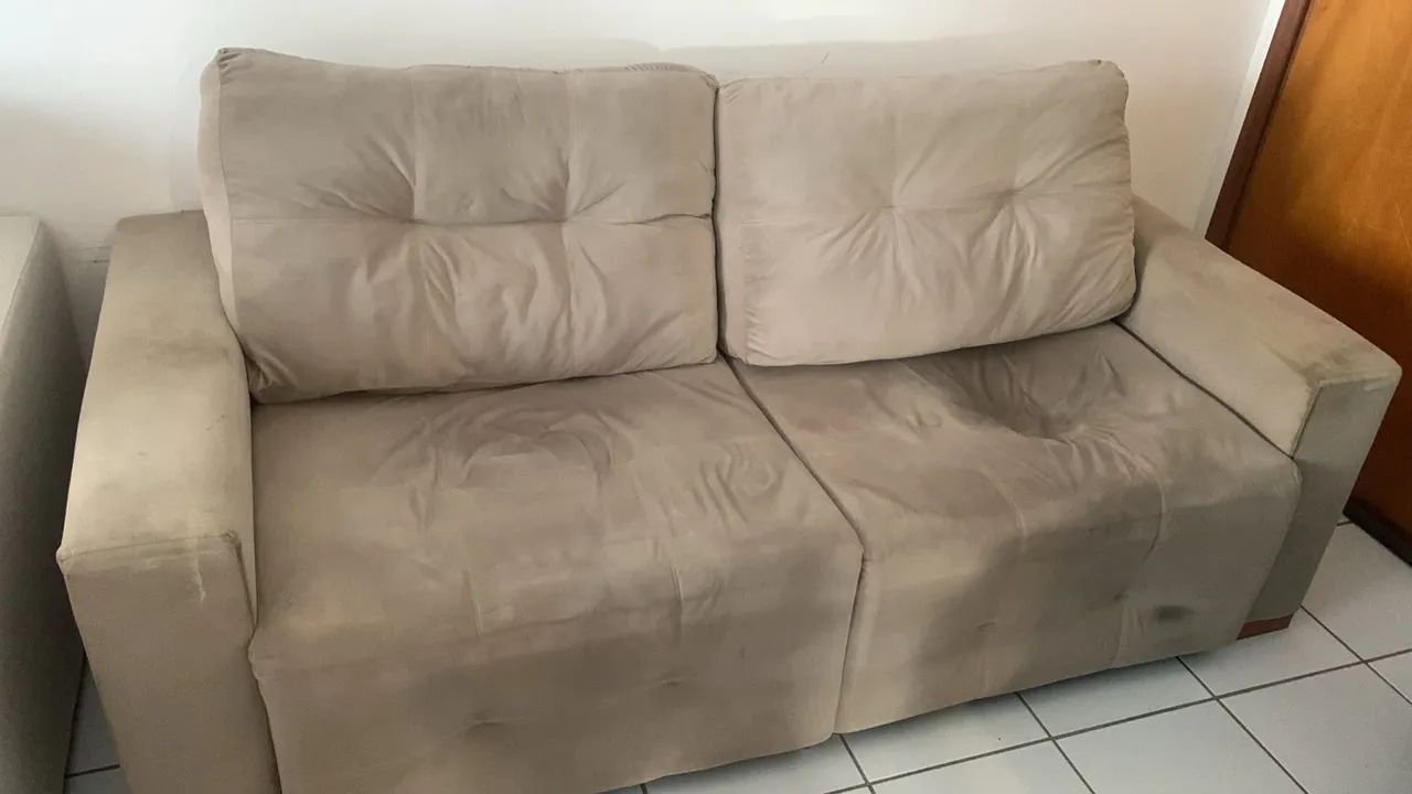 Sofá Retrátil  Suede Bege - Alto Padrão - Foto 3