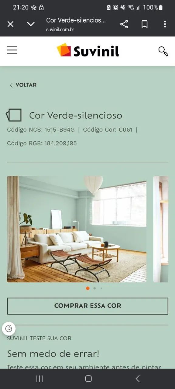 Tinta verde silencioso suvinil