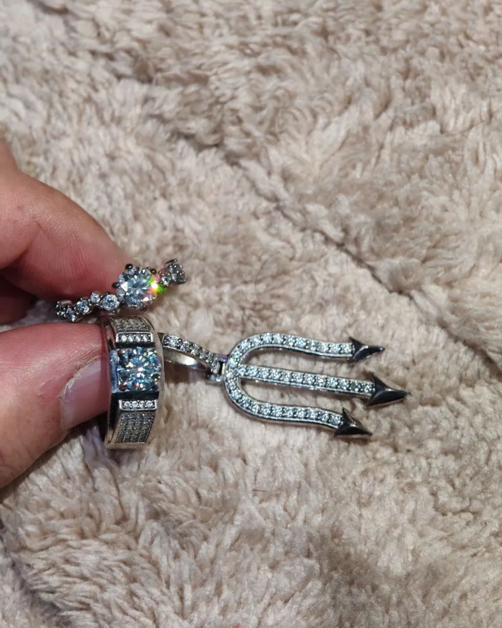 Conjunto de 3 peças de moissanita. - Foto 3