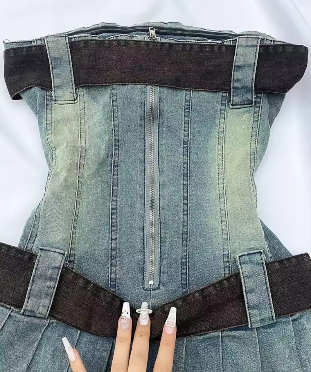 vestido jeans pregado y2k - Foto 3