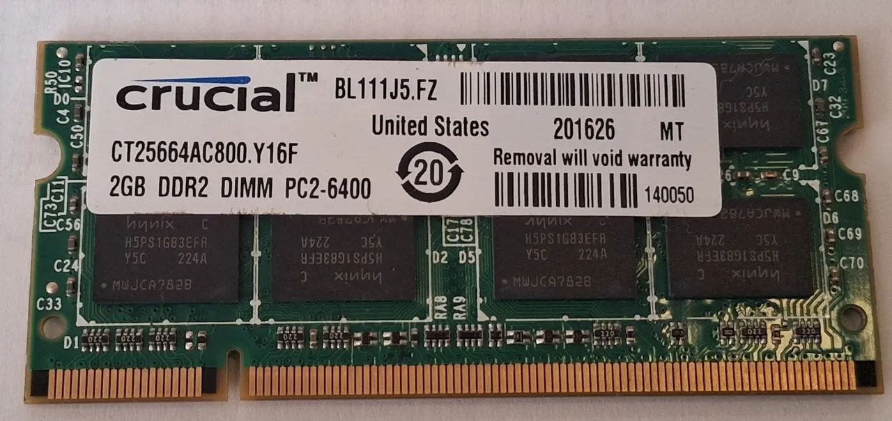 Memória Notebook 2GB DDR2-800 PC2 6400