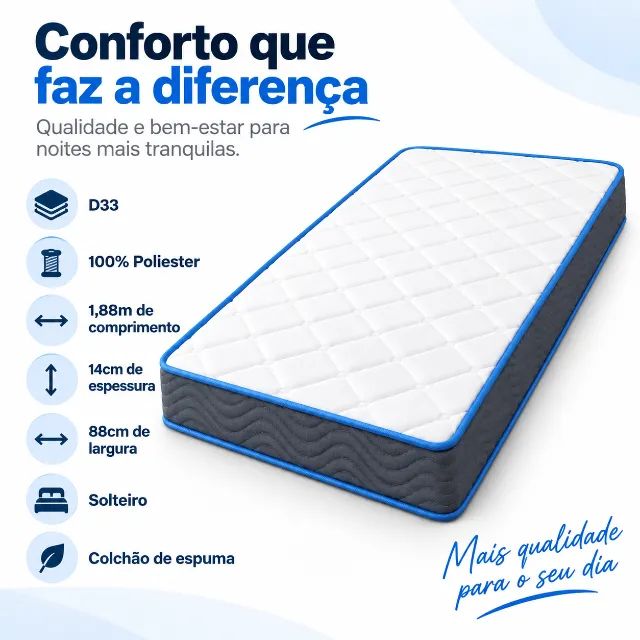 Colchão Solteiro De Espuma D33 1.88m De Comprimento - Foto 3
