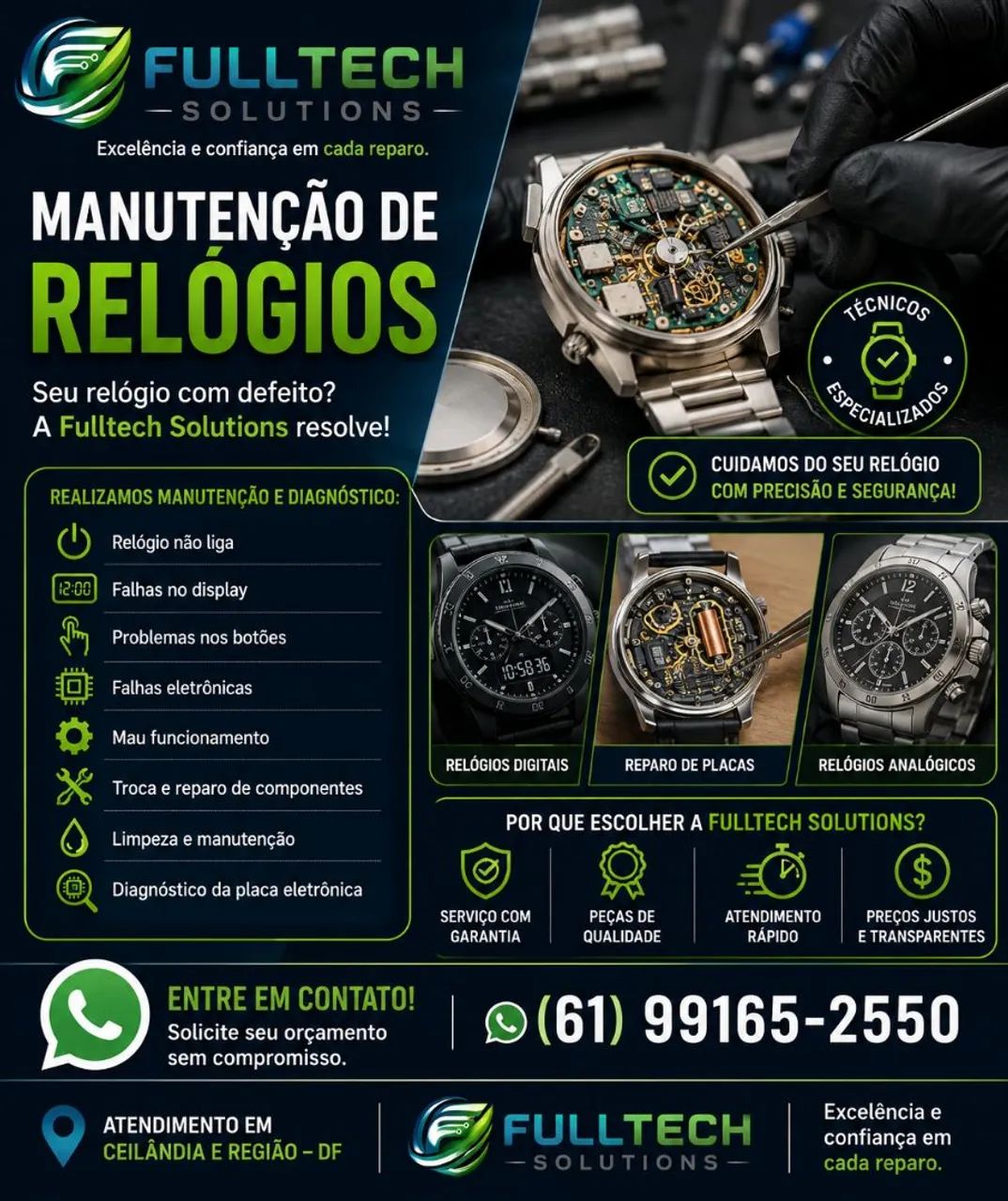 Manutenção de Relógios | Reparo e Diagnóstico - Fulltech Solutions