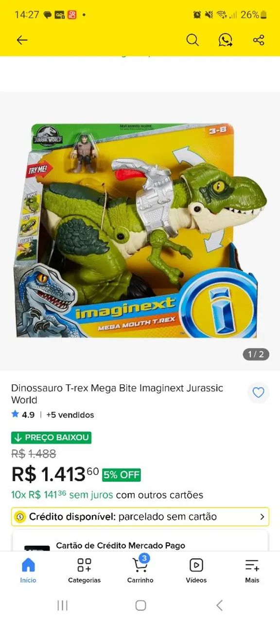 Imaginex dinossauro gigante mega mordida + pack Claire & Girosfera