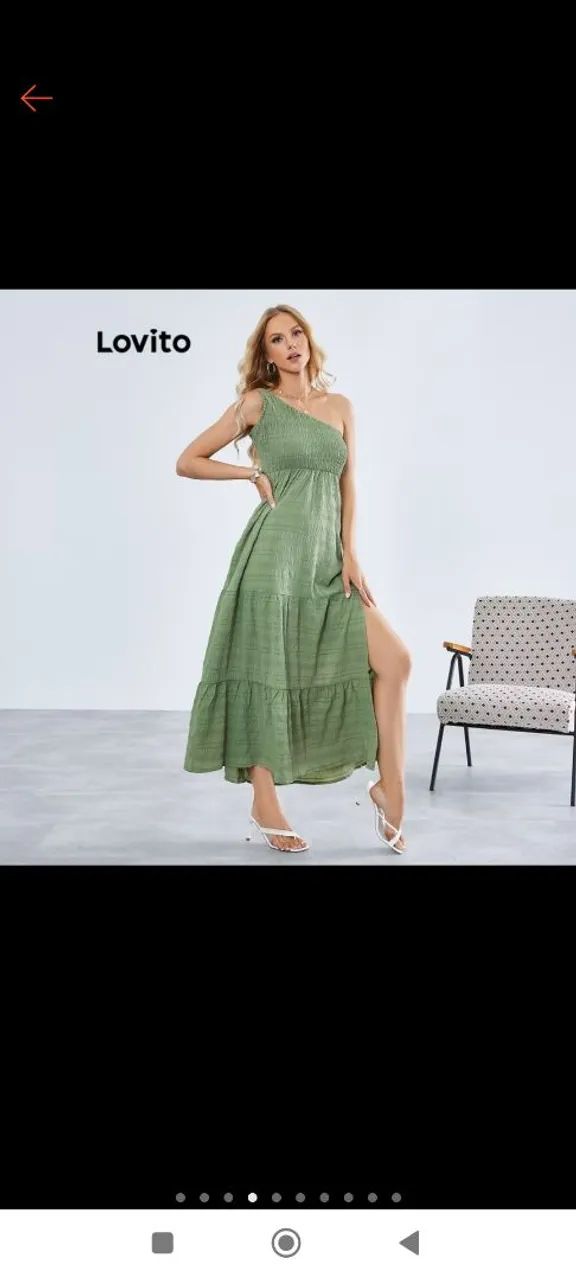Vestido Verde com fenda lateral 