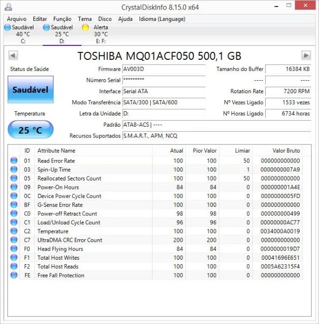 HDs notebook 500GB Otimo estado65713029913986123