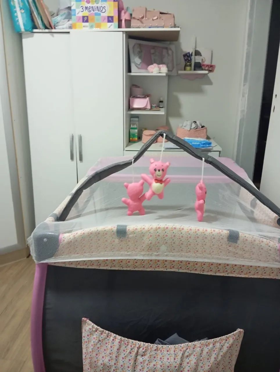 Berço Desmontável Baby Style Plus Jardim Rosa - Foto 2