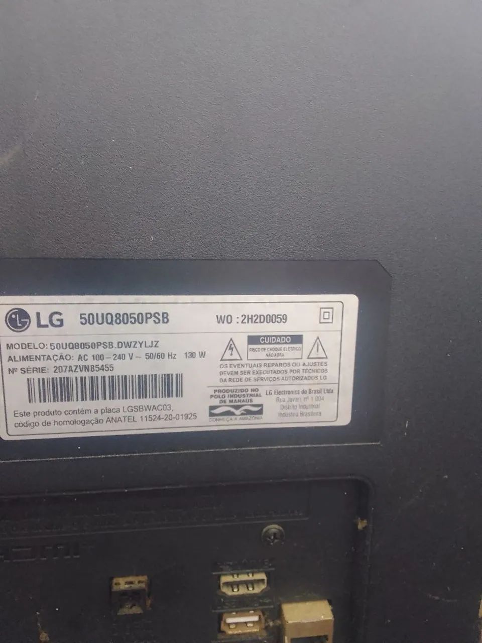 Tv lg 50 polegadas com defeito na tela 