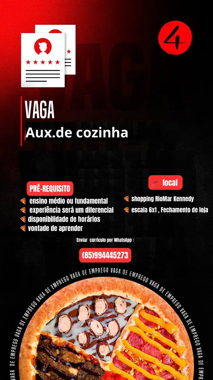 Vaga auxiliar de cozinha 