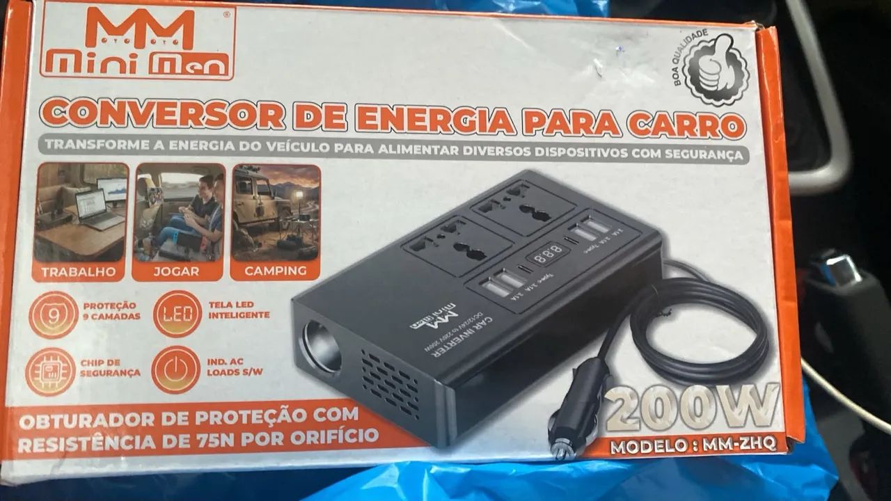 Inversor 12v 200w mini com entrega 