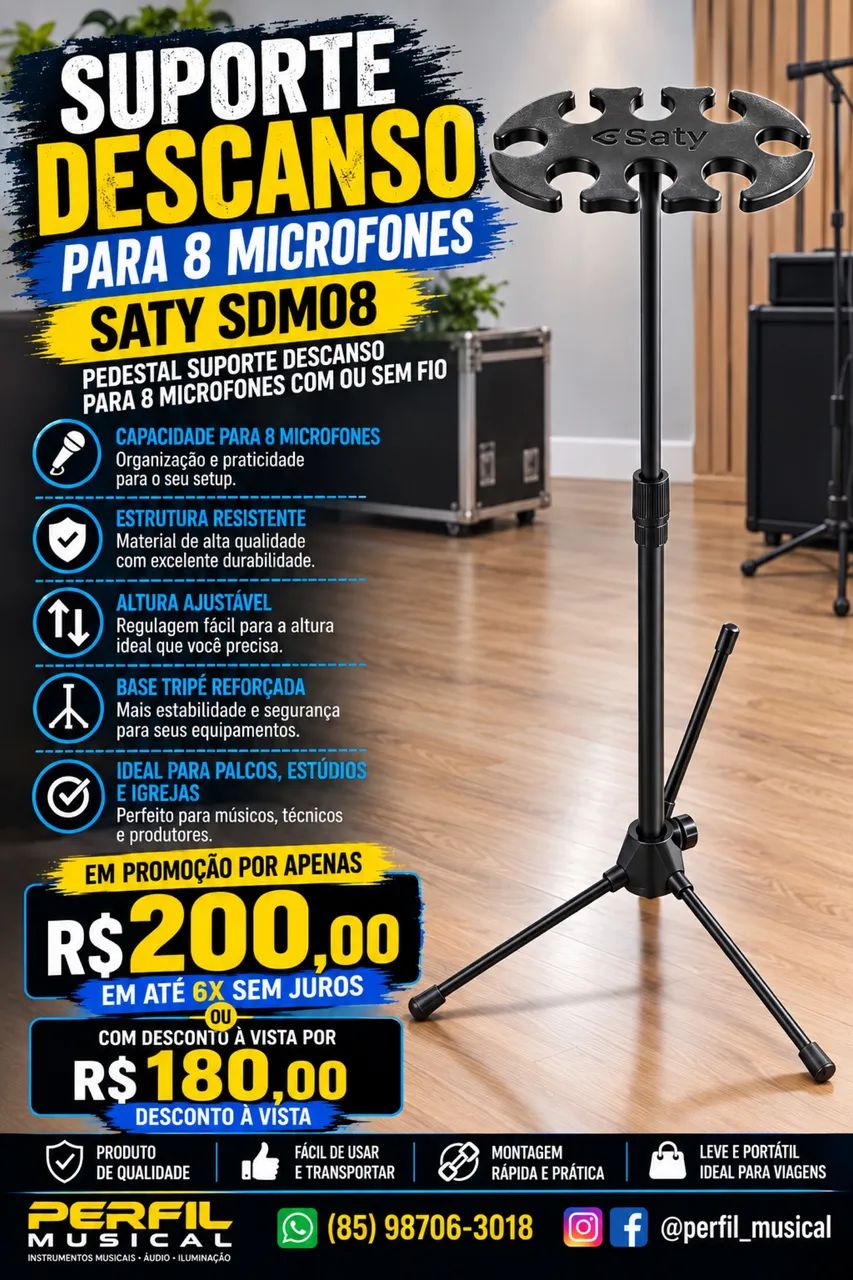 Suporte arara para 8 microfones promoção
