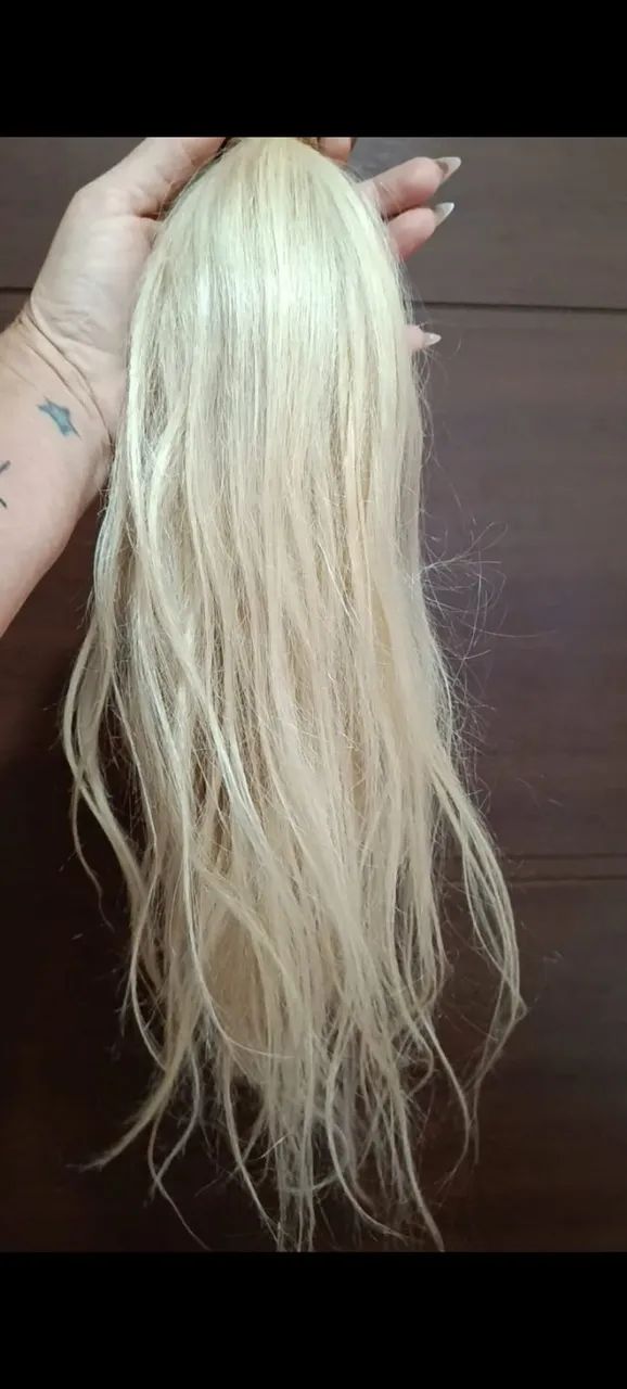 Cabelo 100% humano loiro claro 55 cm - Foto 2