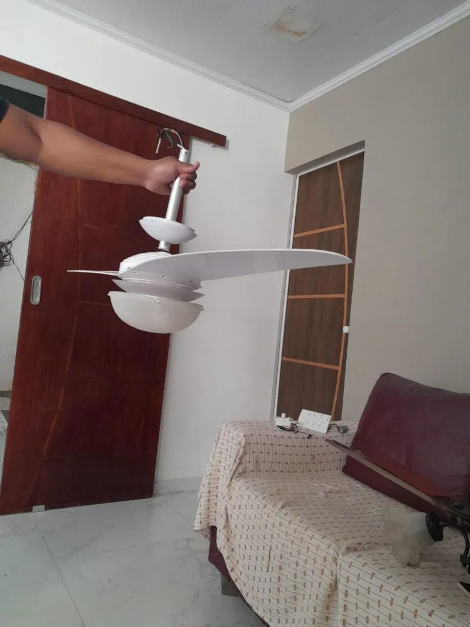 Ventilador de teto branco com 2 pas - Foto 3