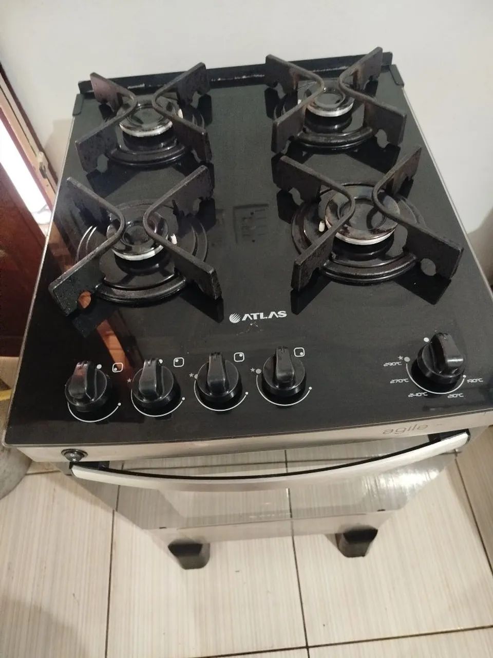 Vendo fogão Atlas inox tampo de vidro elétrico 4 bocas - Foto 2