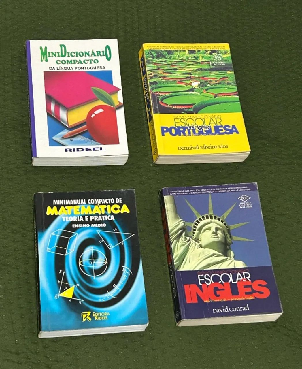 Lote 4 Livros: Minidicionários e Minimanual (Anos 2000) - Português, Inglês e Matemática