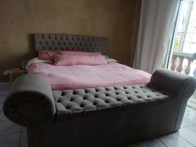 Bau para cama King em camurça  - Foto 2