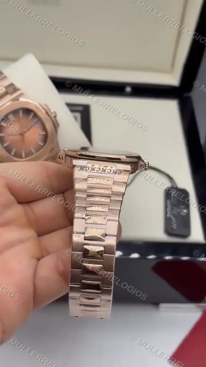 Patek Philippe Rosé Automático Base ETA + Caixa Completa - Foto 3