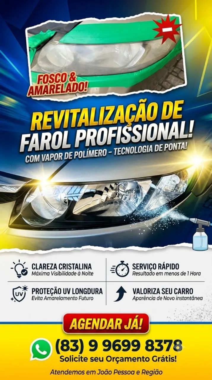 Revitalização de farol com vapor de polímero 