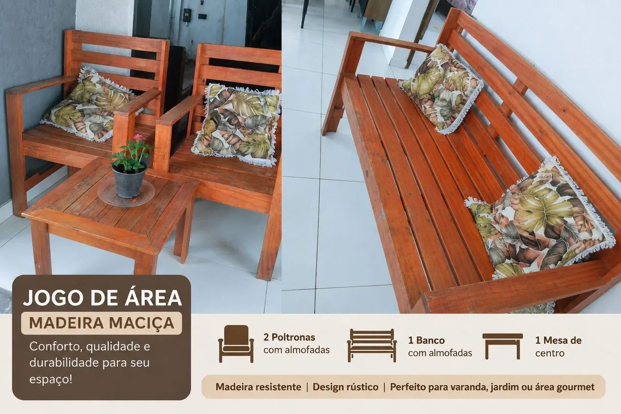 Conjunto de área de madeira