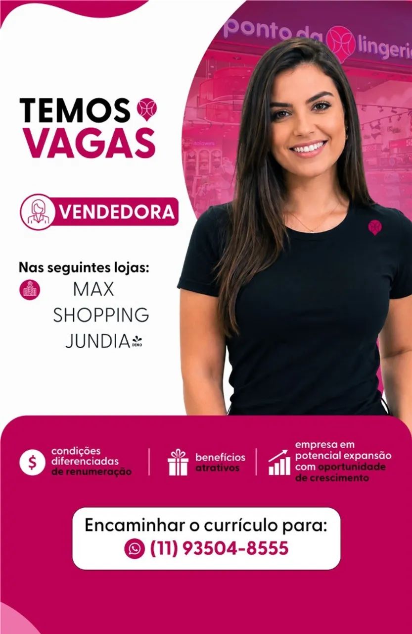VAGA PARA VENDEDORA URGENTE MAX SHOPPING 