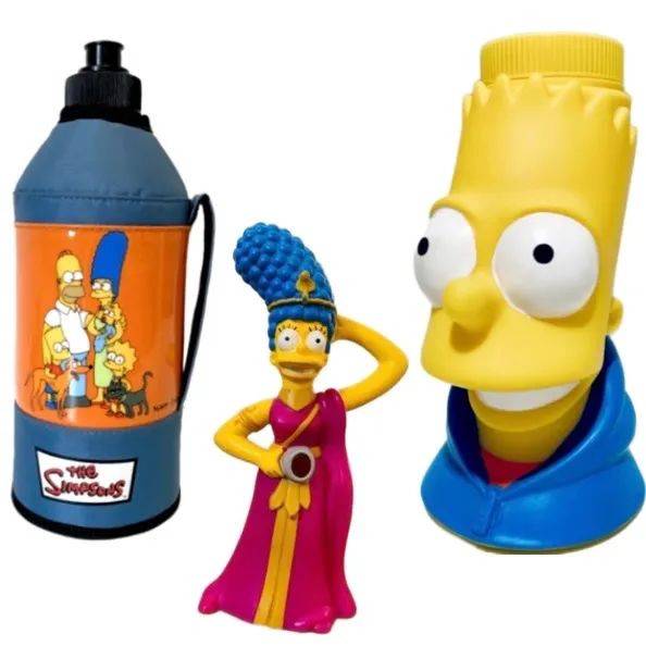 Simpsons: boneca + garrafa + copo (originais)